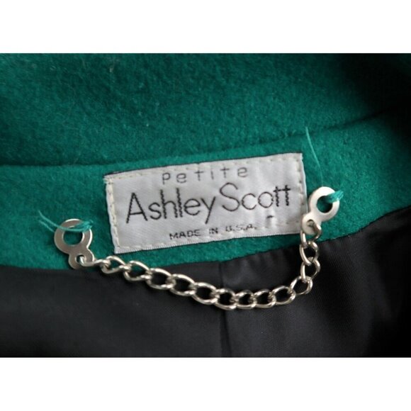 VINTAGE WOMEN'S BRIGHT GREEN WOOL COAT OVERCOAT - ASHLEY SCOTT - SIZE 8P PETITE - Picture 12 of 12